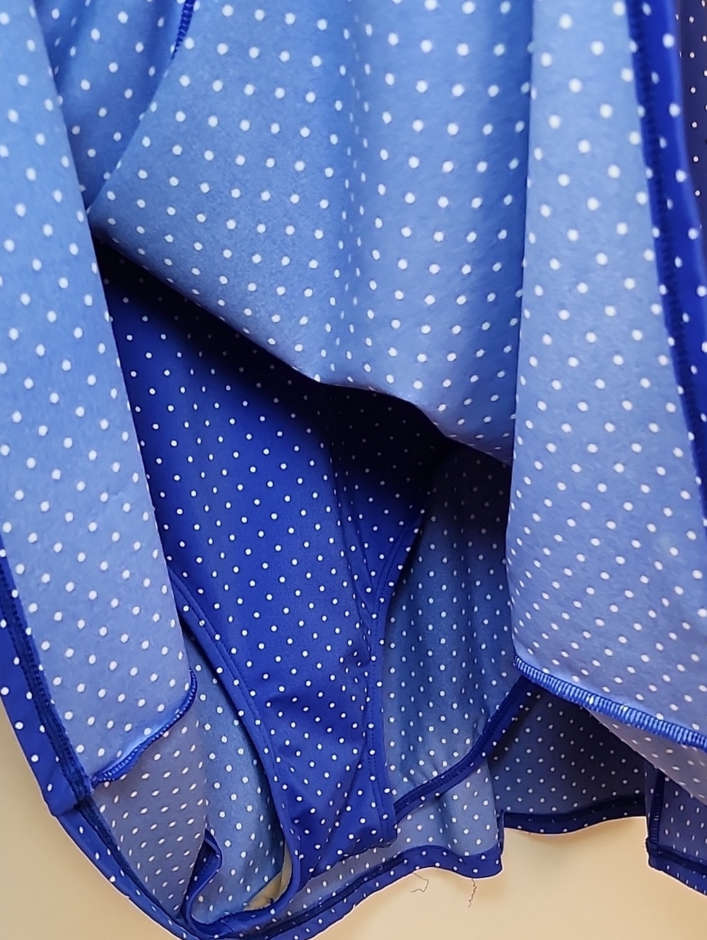L.L. Bean One Piece Swimsuit Dress Long Polka Dot Blue White Size 14 - Picture 14 of 15